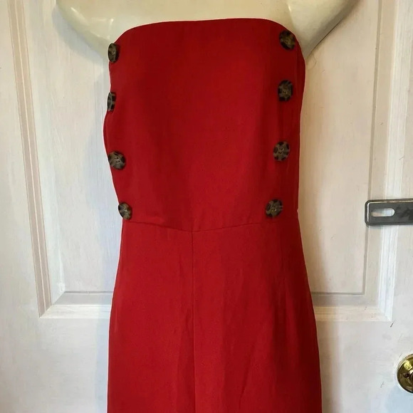 Forever 21 Red Jumpsuit Plus 2X Red Strapless Wide Split Leg Zip Back Party Date - Picture 6 of 9